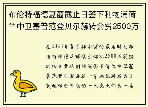 布伦特福德夏窗截止日签下利物浦荷兰中卫塞普范登贝尔赫转会费2500万英镑 布伦特福德夏窗截止日签下利物浦荷兰中卫塞普范登贝尔赫转会费2500万英镑